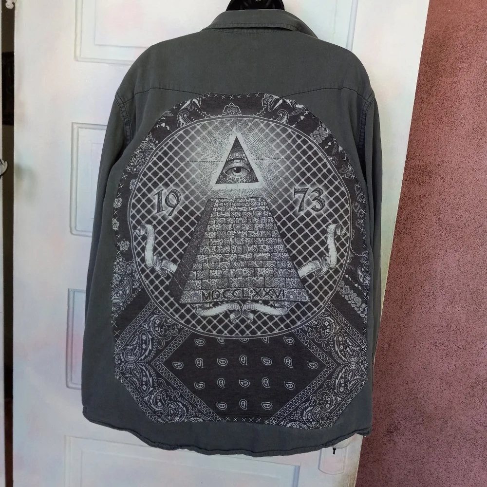 Illuminati custom RAGE ooak XL men's shacket! Hand-stitched! - Picture 1 of 4